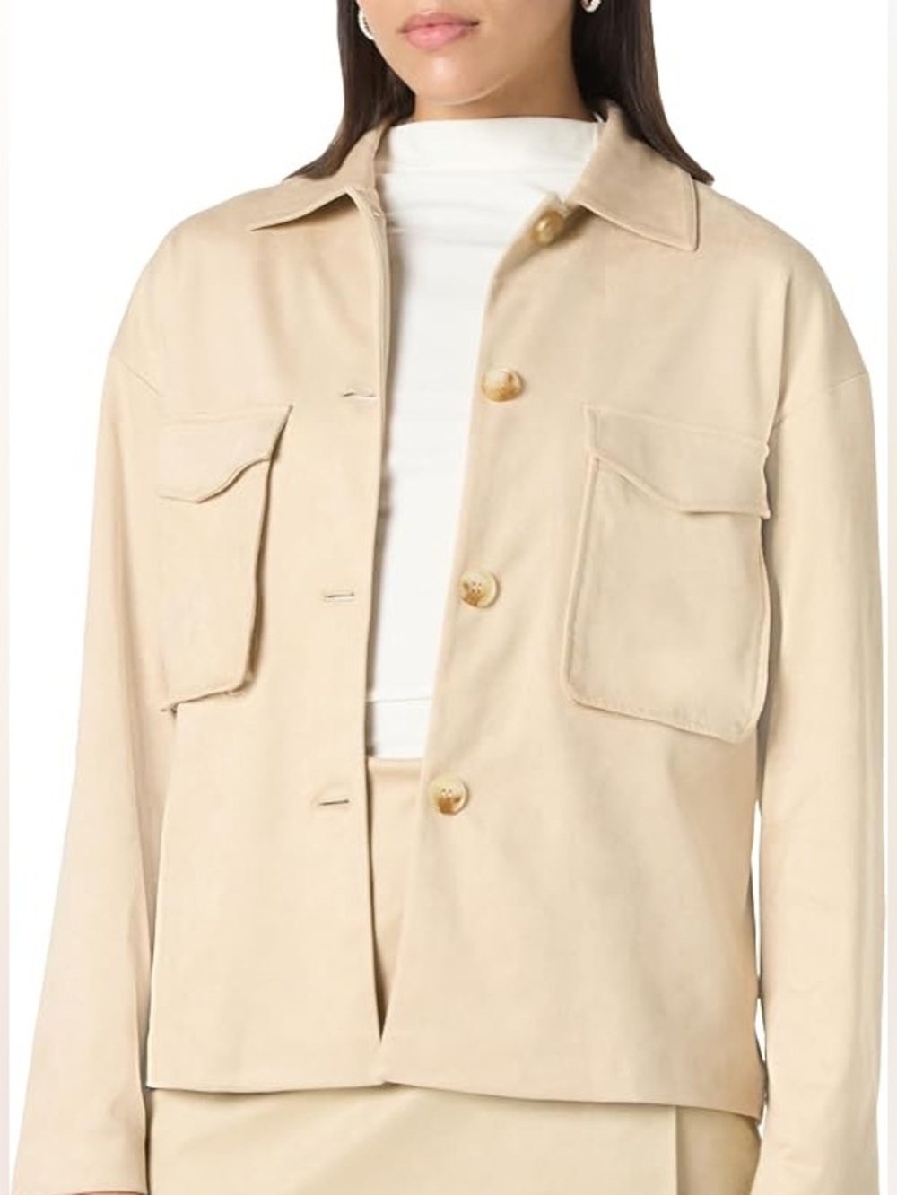 Women’s Cream Utility Jacket with Flap Pockets